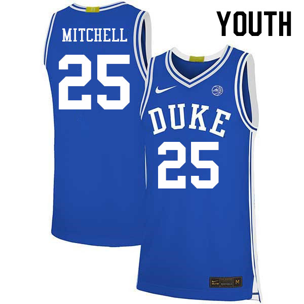 Youth #25 Mark Mitchell Duke Blue Devils 2022-23 College Stitched Basketball Jerseys Sale-Blue